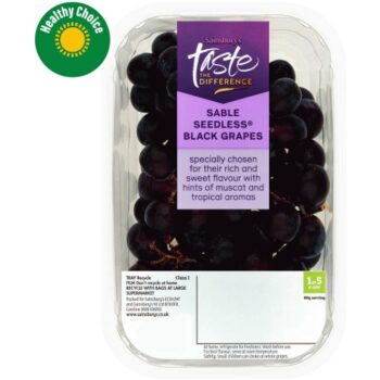 Sainsbury's Black Sable Seedless Grapes Taste the Difference (400g)