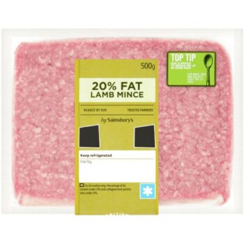 Sainsbury's British or New Zealand 20% Fat Lamb Mince (500g)