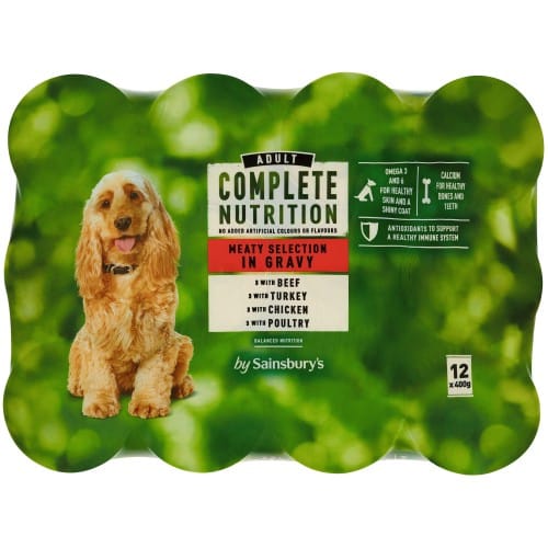 Sainsbury's Complete Nutrition Adult Dogs 1 7 Years Meaty Selection in Gravy (12 x 400g)