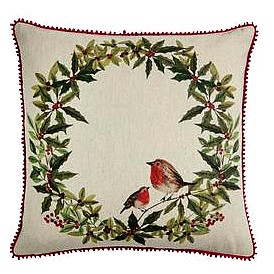 Sainsbury's Home Printed Robin Wreath Cushion 43x43
