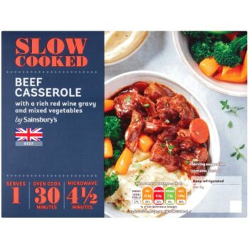 Sainsbury's Slow Cooked British Beef Casserole With Rich Red Wine Gravy & Mixed Vegetables (Serves 1) (300g)