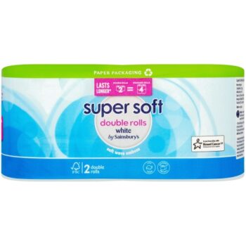 Sainsbury's Super Soft White Toilet Tissue Double Rolls 2 equals 4 Rolls