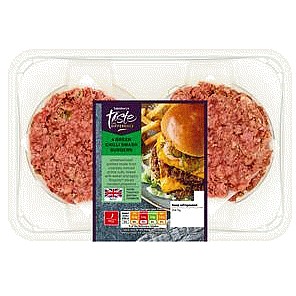 Sainsbury's Taste the Difference 4 Green Chilli Smash Burgers (340g)