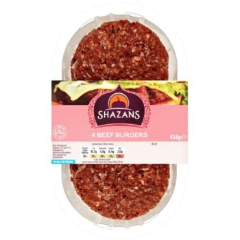 Shazans 4 Quarter Pound Beef Burgers (454g)