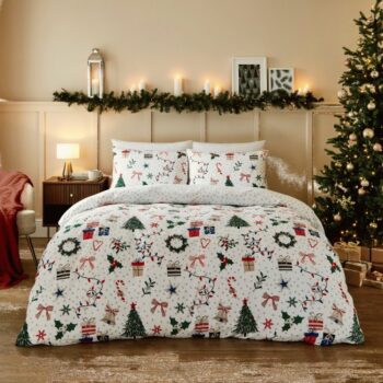 Silentnight Brushed Christmas Presents Duvet Set Double