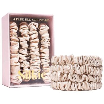 Silkie Skinny Silks 100% Mulberry Silk Scrunchies Champagne (4)