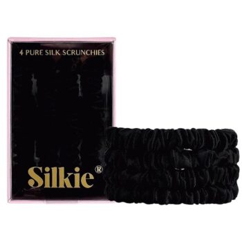 Silkie Skinny Silks 100% Mulberry Silk Scrunchies Noir (4)