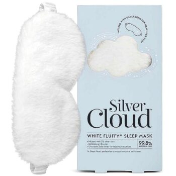 Silver Cloud White Fluffy Satin Sleep Eye Mask