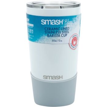 Smash White Grey Stainless Steel Barista Cup (355ml)