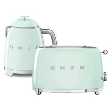 Smeg 50's Style Mini Kettle And 2 Slice Toaster In Pastel Green