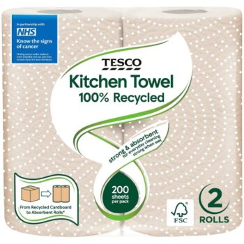 Tesco 100% Recycled Kitchen Towel 2 Roll