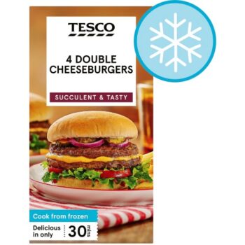 Tesco 4 Double Cheeseburgers (568g)