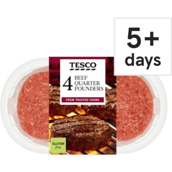Tesco 4 Quarter Pounder Beef Burger (454g)