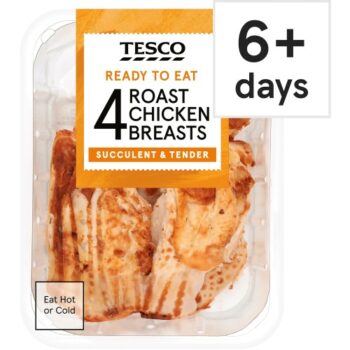 Tesco 4 Roast Cooked Chicken Breast Fillets (485g)