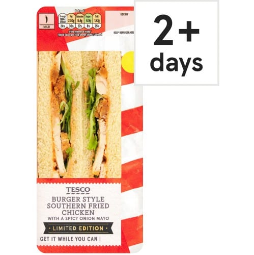 Tesco Burger Style Southern Fried Chicken & Spicy Onion Mayo Sandwich