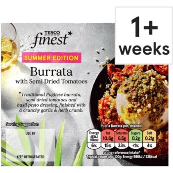 Tesco Finest Burrata with Semi Dried Tomatoes Summer Edition (300g)