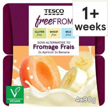 Tesco Free From Apricot & Banana Soya Yogurt (4 x 90g)