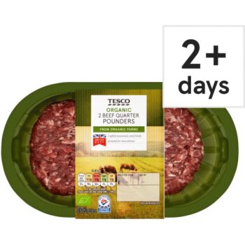 Tesco Organic Beef Quarter Pounders (2 x 227g)