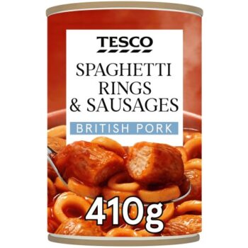 Tesco Spaghetti Rings Sausages In Tomato Sauce (410g)