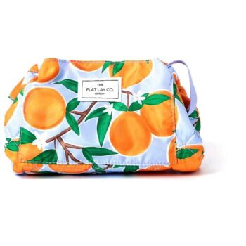 The Flat Lay Co. Drawstring Flat Lay Makeup Bag In Mediterranean Oranges