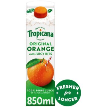 Tropicana Pure Original Orange Juice with Bits Long Life (850ml)
