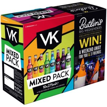 VK Mixed Pack A Selection of Vodka Mix Drinks (10 x 600ml)