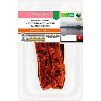 Waitrose 2 Hot Smoked Salmon Fillets Tandoori (160g)
