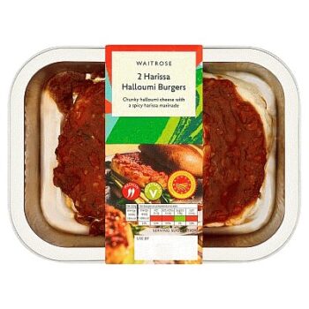 Waitrose BBQ 2 Harissa Halloumi Burgers (250g)