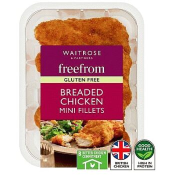 Waitrose Freefrom Gluten Free Breaded Chicken Mini Breast Fillets (305g)