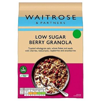 Waitrose Low Sugar Berry Granola Breakfast Cereal (500g)