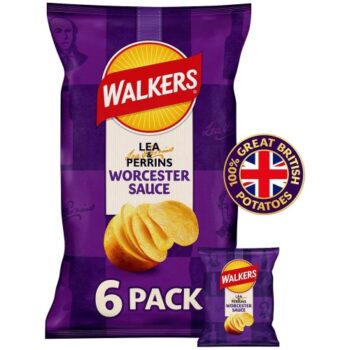 Walkers Worcester Sauce Lea & Perrins Multipack Crisps (6 x 25g)