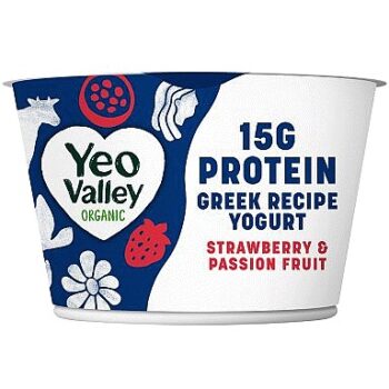 Yeo Valley Organic Strawberry & Passion Fruit Greek Yogurt (200g)