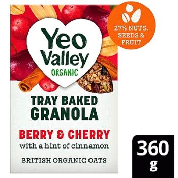 Yeo Valley Organic Tray Baked Granola Berry & Cherry (360g)