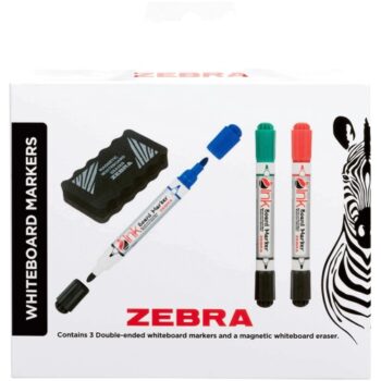 Zebra Whiteboard Double Ended 3Pack+Eraser (3)