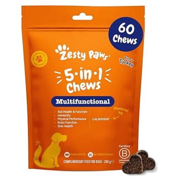Zesty Paws 5 In 1 Dog Chews Turkey Flavour (60 x 200g)