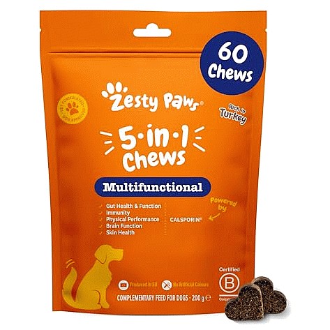 Zesty Paws 5 In 1 Dog Chews Turkey Flavour (60 x 200g)