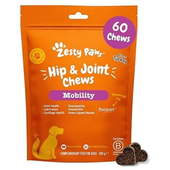 Zesty Paws Mobility Hip And Joint Dog Chews Turkey Flavour (60 x 200g)